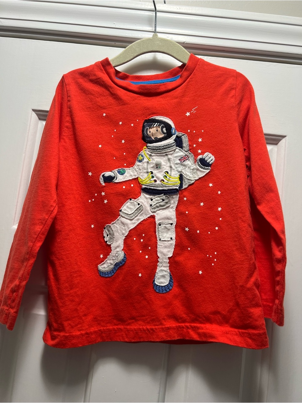 Mini Boden Red Long-Sleeve Tee with Astronaut 3-4Y